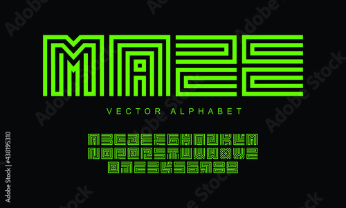 Maze vector font. modern typeface for display font. creative alphabet for posters and social media posts. typography for creative projects.