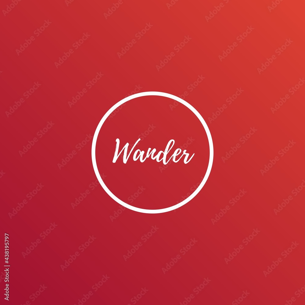 Wander (one word quote) on Gradient background with combination of fiesta and jester red color, for Magazines, books and hardcover journals.