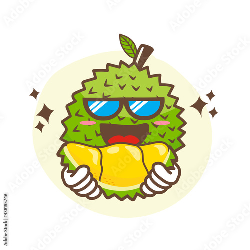 Cute durian cartoon character isolated on white background