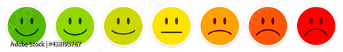 Sieben Feedback Gesichter Weißer Rahmen Grün Zu Rot