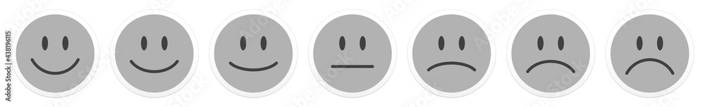 Sieben Feedback Gesichter Weißer Rahmen Grau Sieben Feedback Gesichter Weißer Rahmen Grau