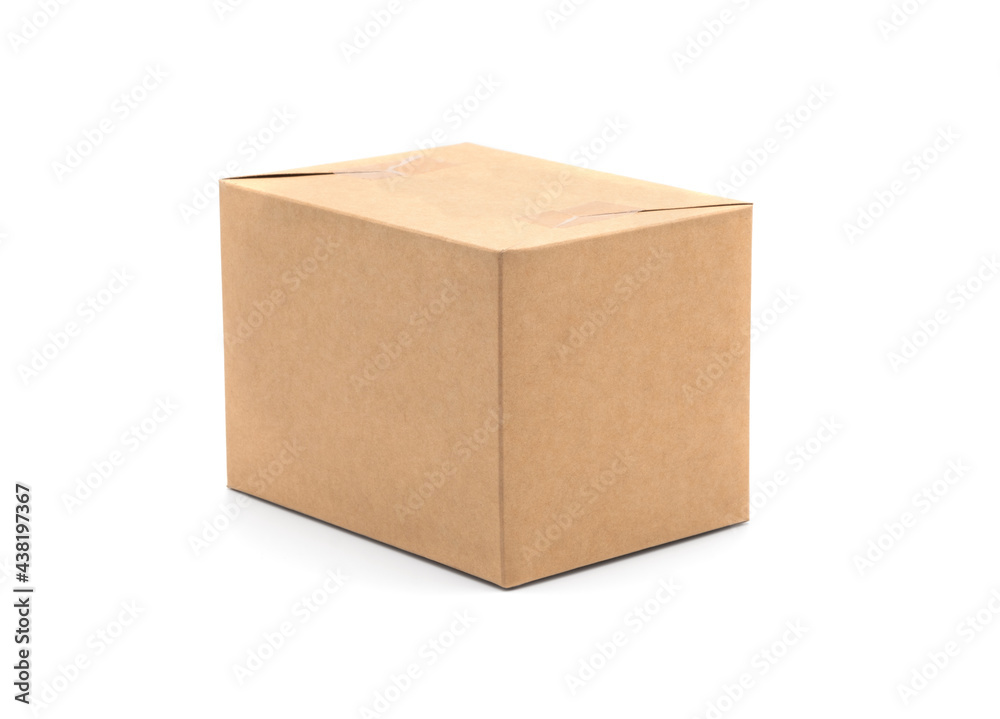 Brown cardboard box isolated on white background with tape. Suitable for packaging. Brown cardboard box isolated on white background with tape. Suitable for packaging.