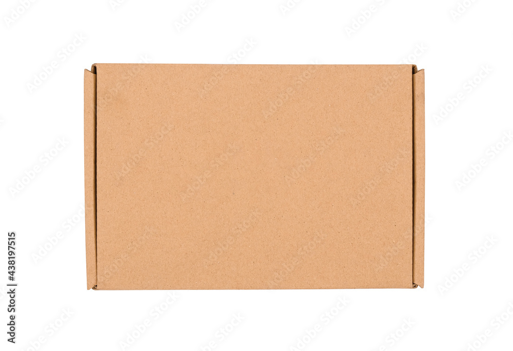Top view brown cardboard box isolated on white background with clipping path. Suitable for packaging.