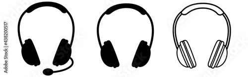 Headphones icons set, music sign – stock vector
