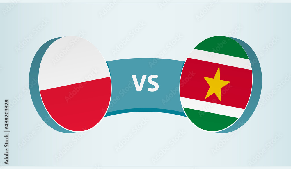 Poland versus Suriname, team sports competition concept.
