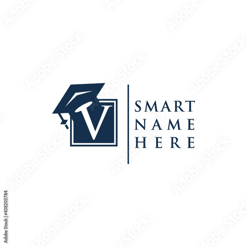 Letter v education logo icon