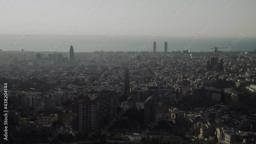 View over the city of barcelona on a sunny day