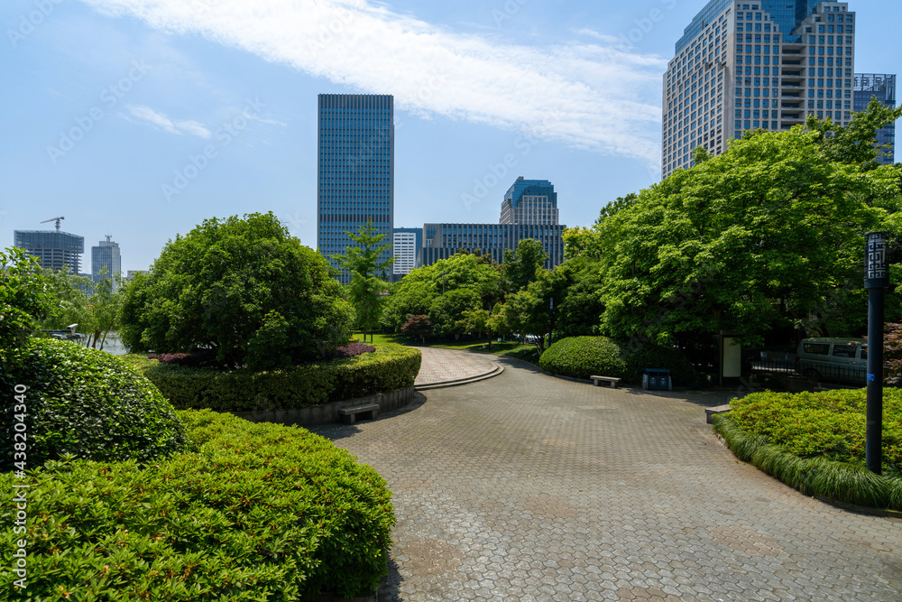 Obraz premium Park Plaza and financial center office building in Hangzhou, China
