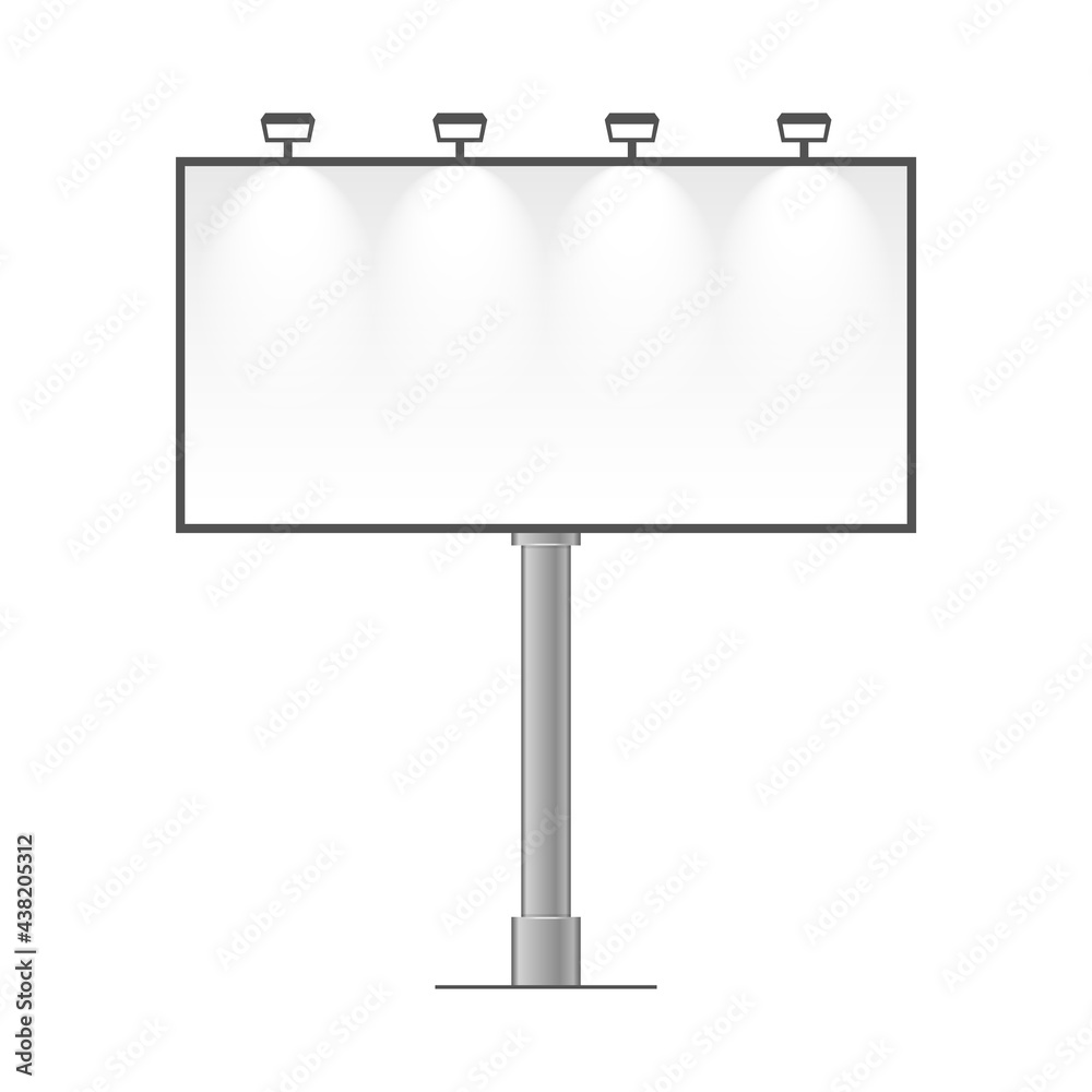 Blank Billboard. Empty Mockup on White Background. Vector