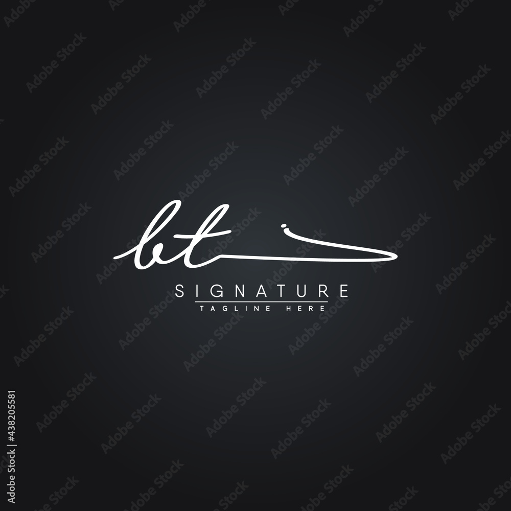 Initial Letter BT Logo - Hand Drawn Signature Style Logo Stock Vector ...