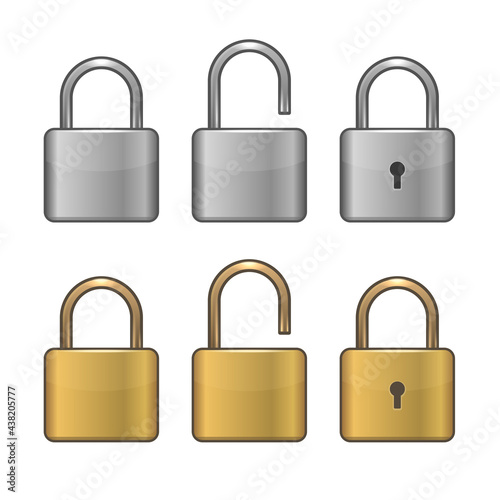 Locked and Unlocked Lock Icons Set. Vector