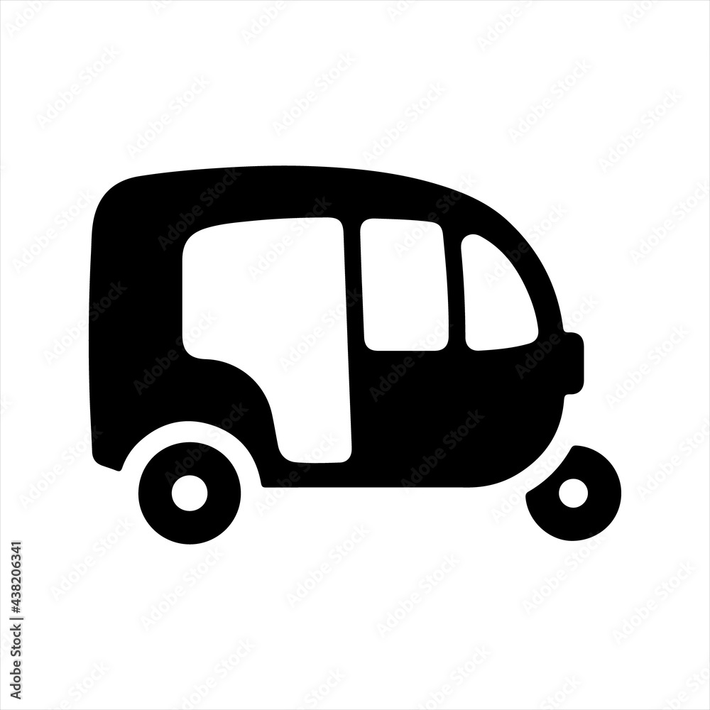 Auto rickshaw icon, black. Vector and glyph