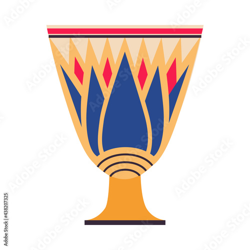 Egyptian Clay Vase with Old Floral Ornament Vector Illustration