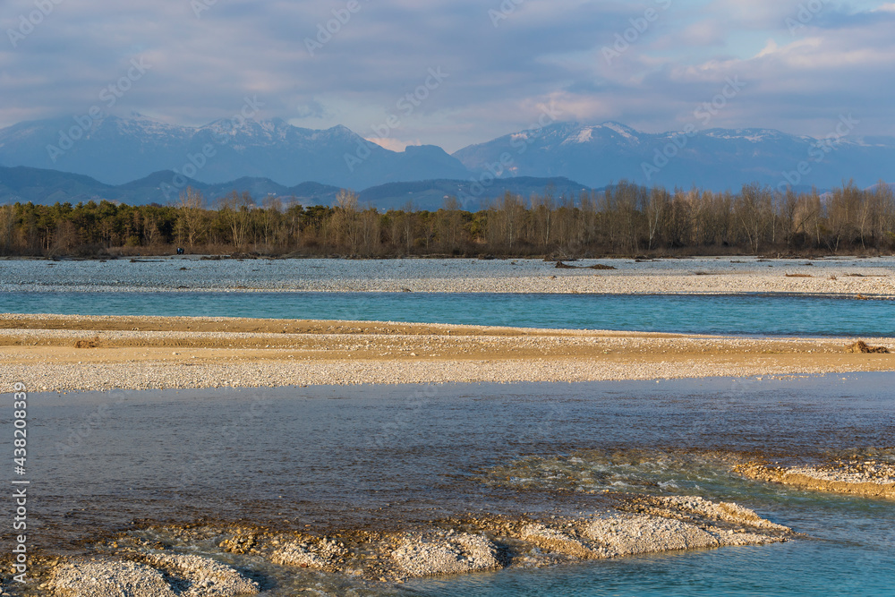 The river Piave / Montello in Italy