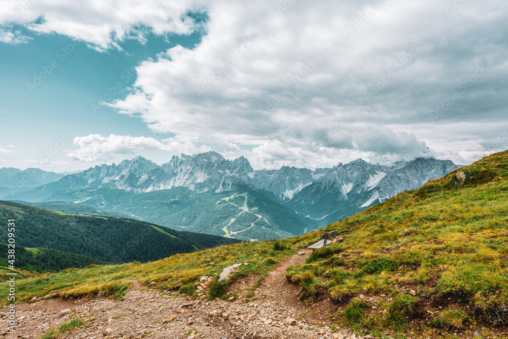 Hiking trail in the Dolomites, Italy.