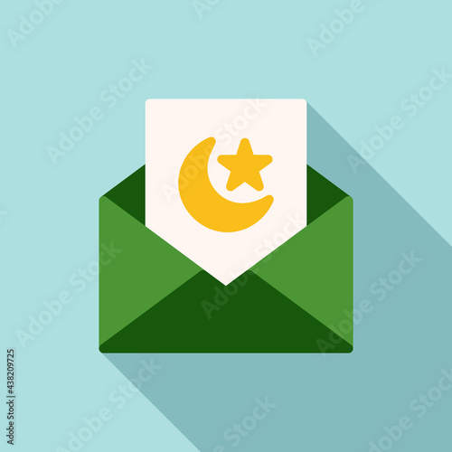 Ramadan invitation letter Vector Icon in Flat Style. Envelope with crescent moon and star greeting card. Vector illustration icons can be used for applications, websites, or part of a logo.
