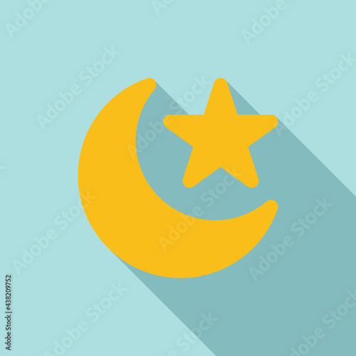Islamic Crescent and Star Vector Icon in Flat Style. Symbol of Islam and symbol of Ramadan. Vector illustration icons can be used for applications, websites, or part of a logo.
