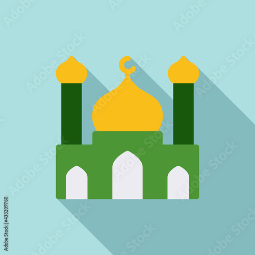 Islamic Mosque Building Vector Icon in Flat Style. The holy place for Muslims to worship and pray. Vector illustration icons can be used for applications, websites, or part of a logo.
