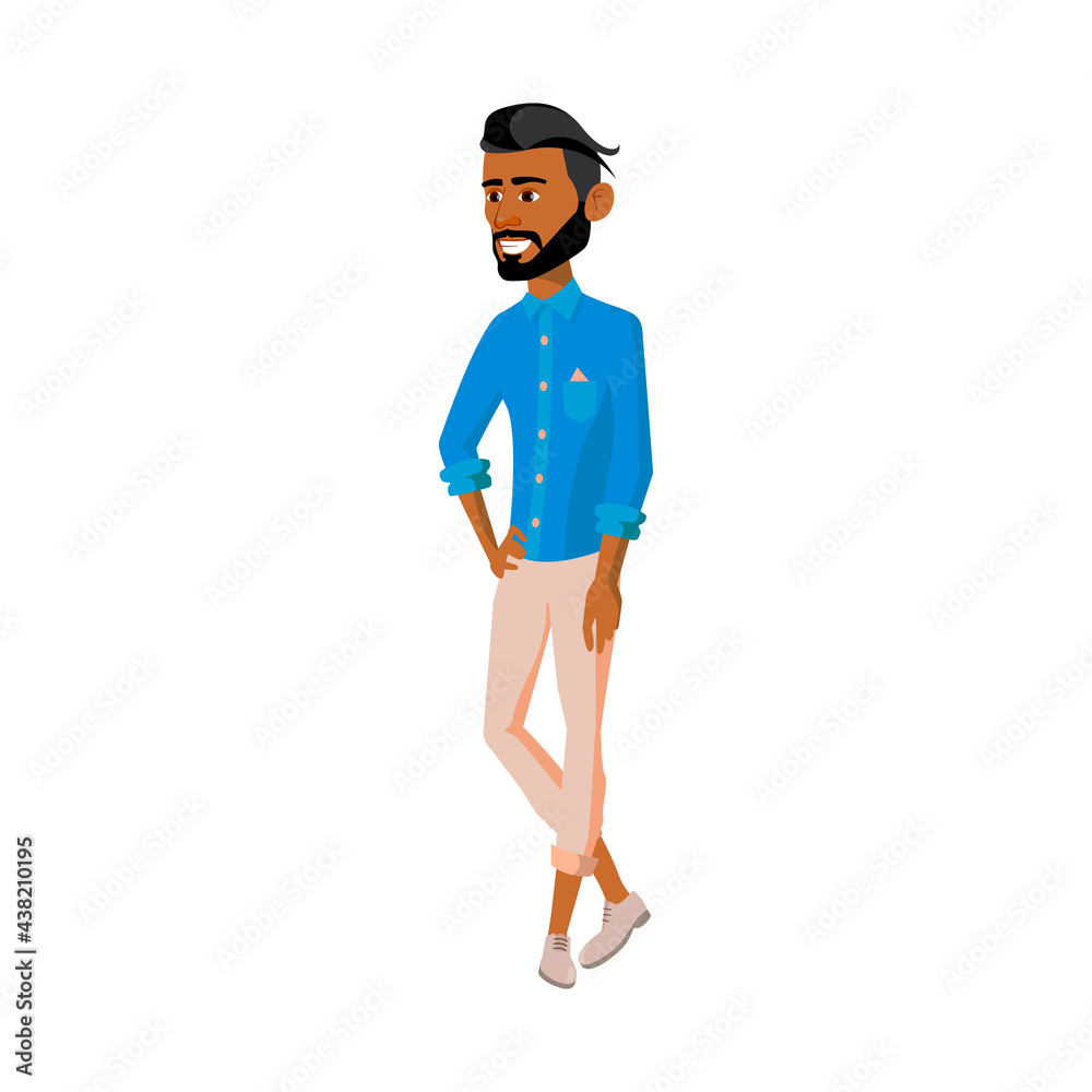elegant hispanic man on fashion show cartoon vector. elegant hispanic man on fashion show character. isolated flat cartoon illustration