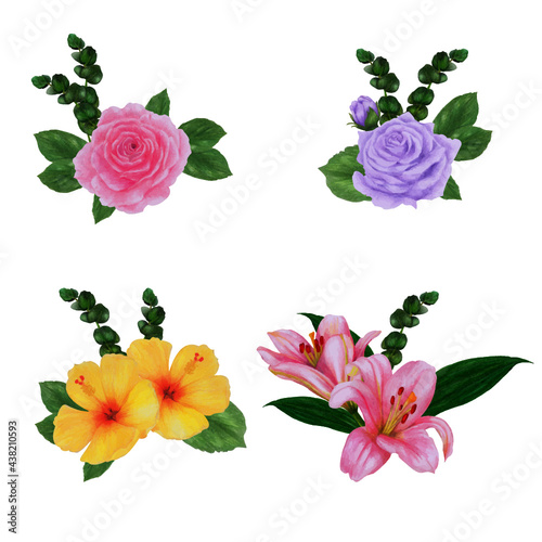 Floral coloredpencils set bouquet photo