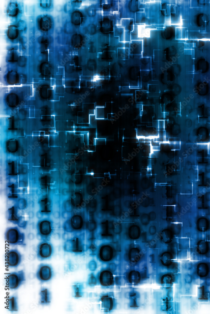 blue background abstract with binary digits