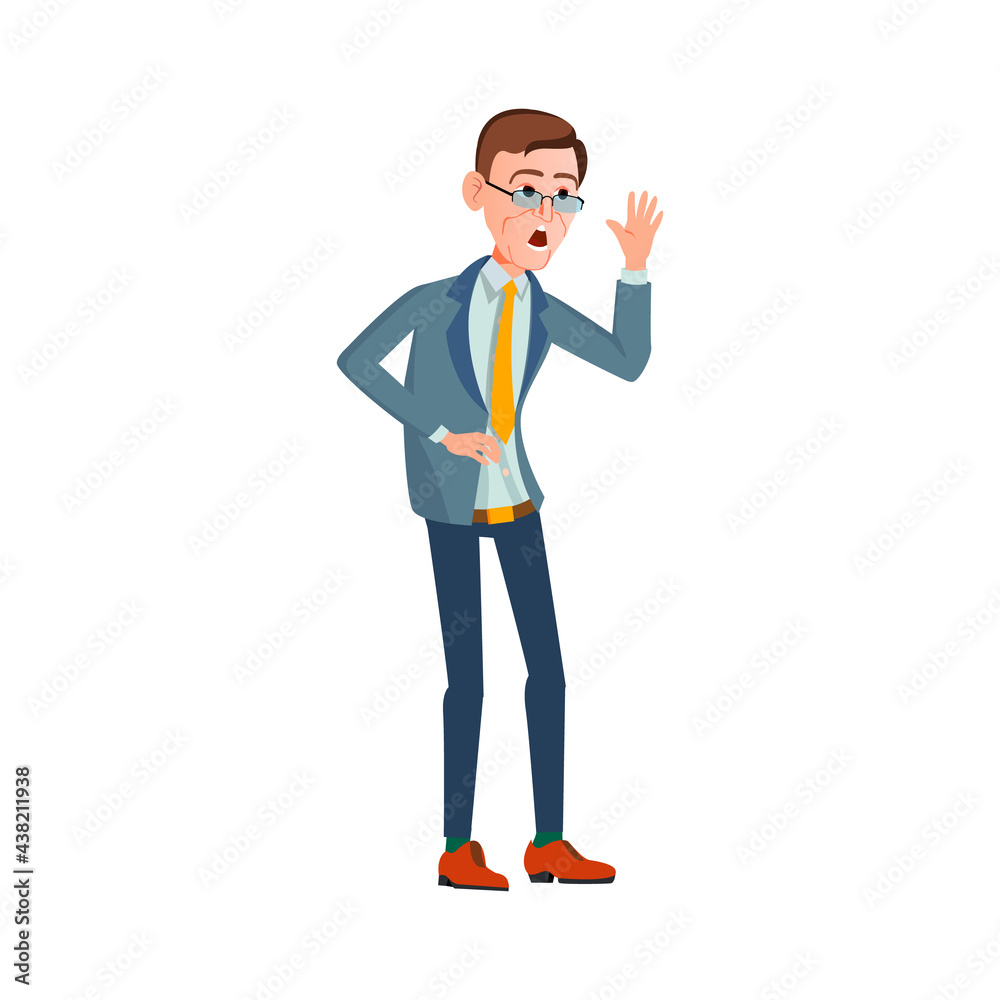 adult man speaking about financial strategy in office cartoon vector. adult man speaking about financial strategy in office character. isolated flat cartoon illustration