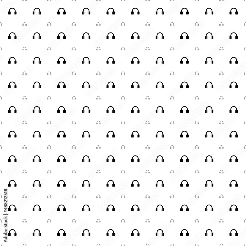Square seamless background pattern from geometric shapes are different sizes and opacity. The pattern is evenly filled with black headphones symbols. Vector illustration on white background