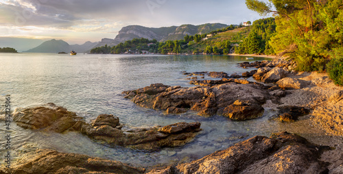 Croatia - The coast of Peliesac peninsula near Zuliana village in suset light.