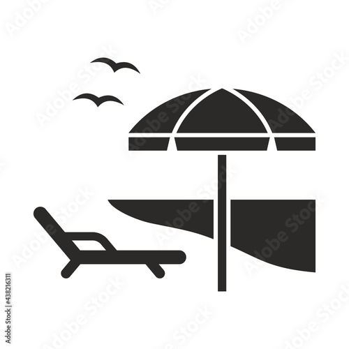 Beach icon. Summer. Resort. Holiday. Sun Lounger. Vector icon isolated on white background.