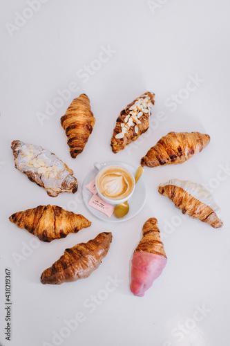 Croissants with coffee on the table