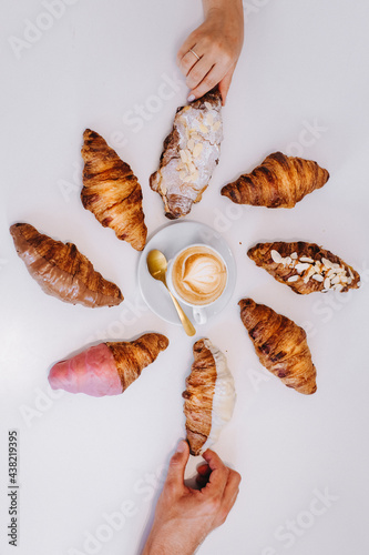 Croissants with cup of coffee 