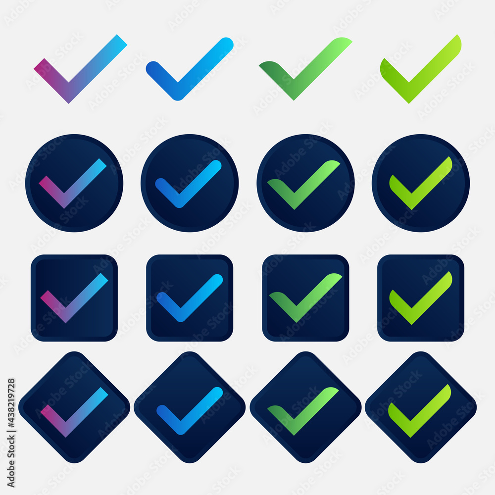 A set of options for checkmark buttons. Designed for websites, mobile apps and other developers. A set of options for checkmark buttons. Designed for websites, mobile apps and other developers.
