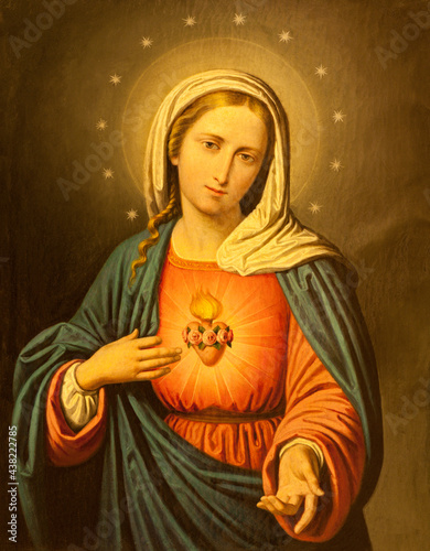 VERONA - JANUARY 27: Heart of Virgin Mary. Paint from church San Lorenzo on January 27, 2013 in Verona, Italy