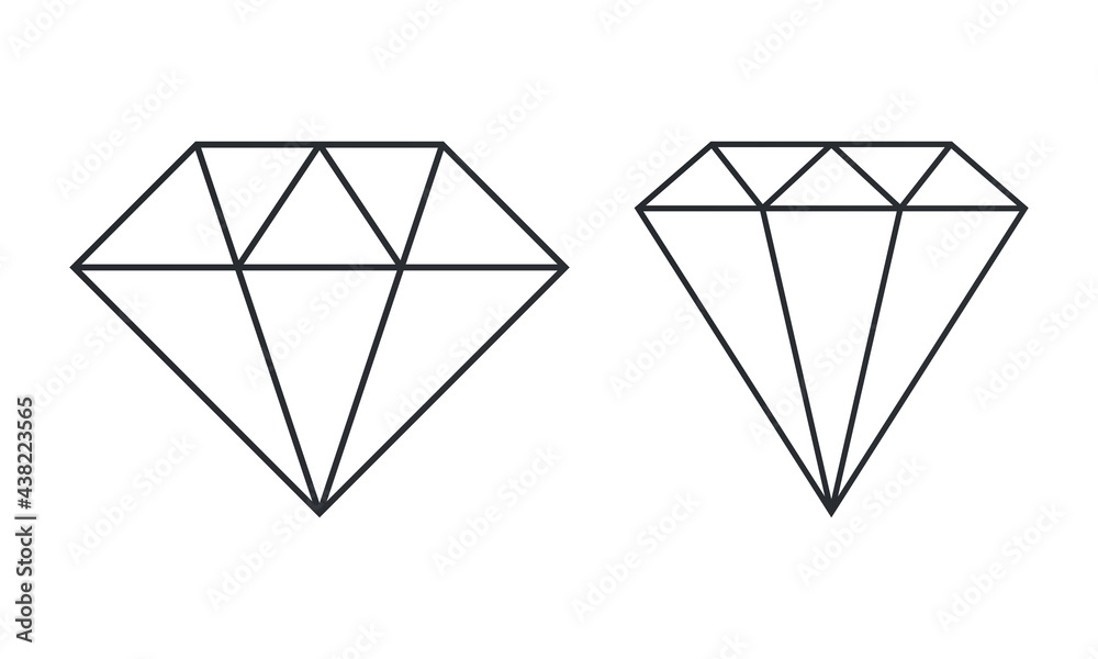 Simple diamond shapes. Diamond outline icons. Flat style, vector Simple diamond shapes. Diamond outline icons. Flat style, vector