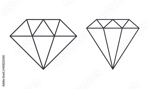 Simple diamond shapes. Diamond outline icons. Flat style, vector