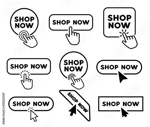Shop now button for a site. Vector design