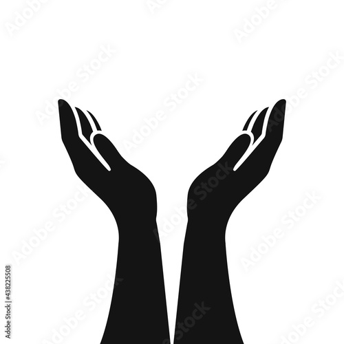 Vector protecting hands icon. Cupped hands