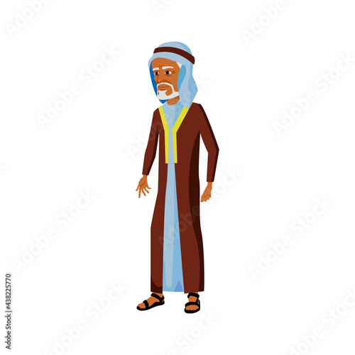 arabian old man business center cartoon vector. arabian old man business center character. isolated flat cartoon illustration