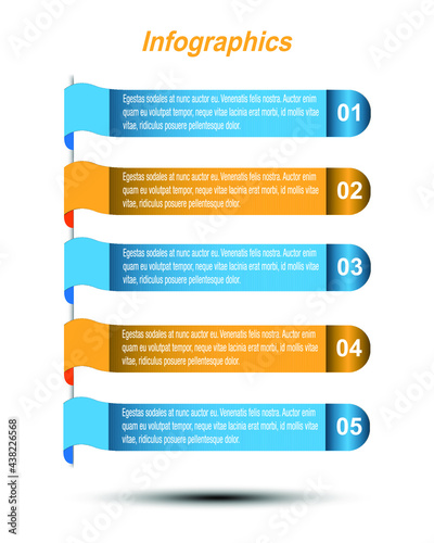 Infographic design template with paper tags.