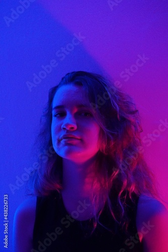 teenager in blue with neon ights © carmen ramon