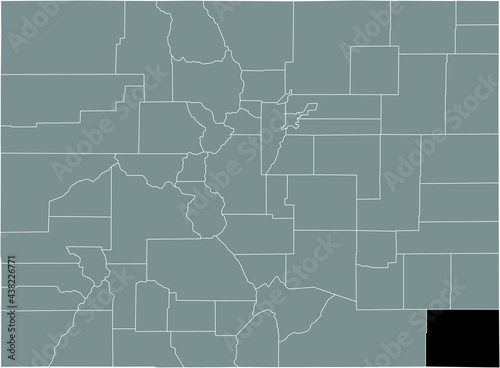 Black highlighted location map of the US Baca county inside gray map of the Federal State of Colorado, USA