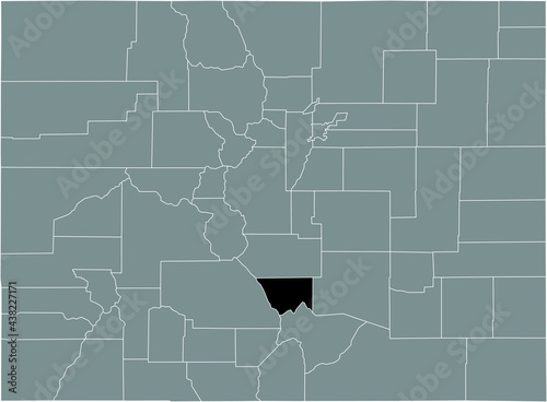 Black highlighted location map of the US Custer county inside gray map of the Federal State of Colorado, USA