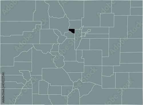 Black highlighted location map of the US Gilpin county inside gray map of the Federal State of Colorado, USA