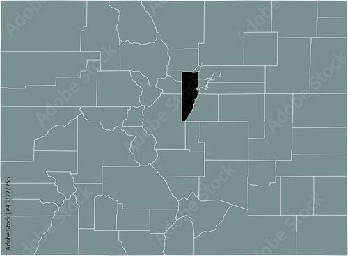 Black highlighted location map of the US Jefferson county inside gray map of the Federal State of Colorado, USA photo