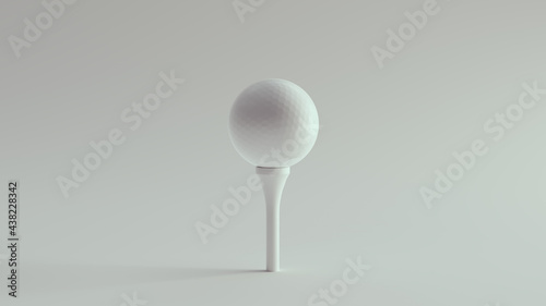 White Golf Ball and Tee Professional Sports and Hobby Leisure Symbol 3d illustration render 