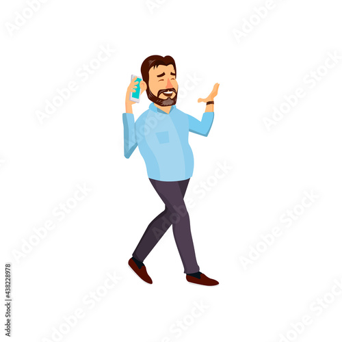 dreaming man talk plan on weekend to friend on phone cartoon vector. dreaming man talk plan on weekend to friend on phone character. isolated flat cartoon illustration
