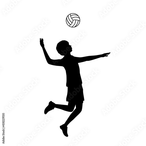 Silhouette boy playing volleyball sport.