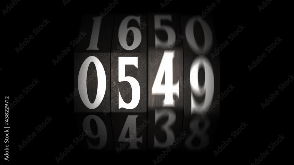 Rotating counter, countdown 60-00. ALPHA channel matte, inertia. old ...