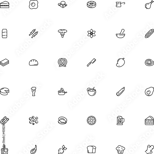 icon vector icon set such as: one, pod, vanilla, rigatoni, mussel, color, image, caffeine, modern, seafood, honey, salty, nobody, medical supplies, medical, penne, bulb, straw, pumpkin