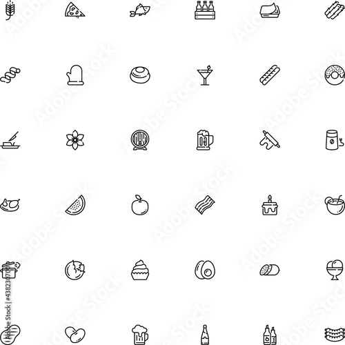 icon vector icon set such as: ocean, cavatappi pasta shape, roller, 4 pack, pan, spring, strip, close, seafood, box, donut, asparagus, aniseed, star, corn, flavor, mutton, dark, lard, plastic, sharp